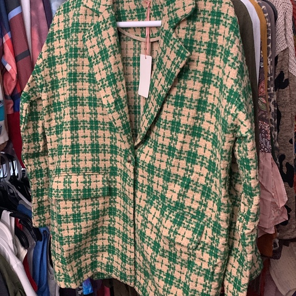 "The Ashley" Green Houndstooth Blazer Coat - Picture 5 of 5